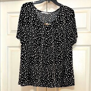 Notations Black and White Polka Dot Relaxed Blouse 2X